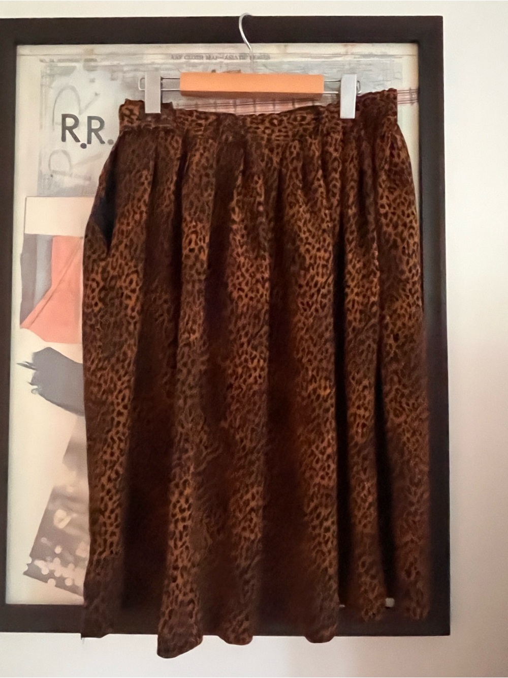 Vintage Handmade Leopard Pleated Midi Skirt M-L